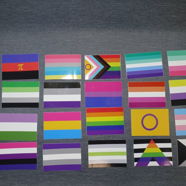 Aufkleber pride flags lgbtq trans lesbisch bisexuell asexuell inter nicht-binär agender polyamorie genderflux pansexuell demisexuell