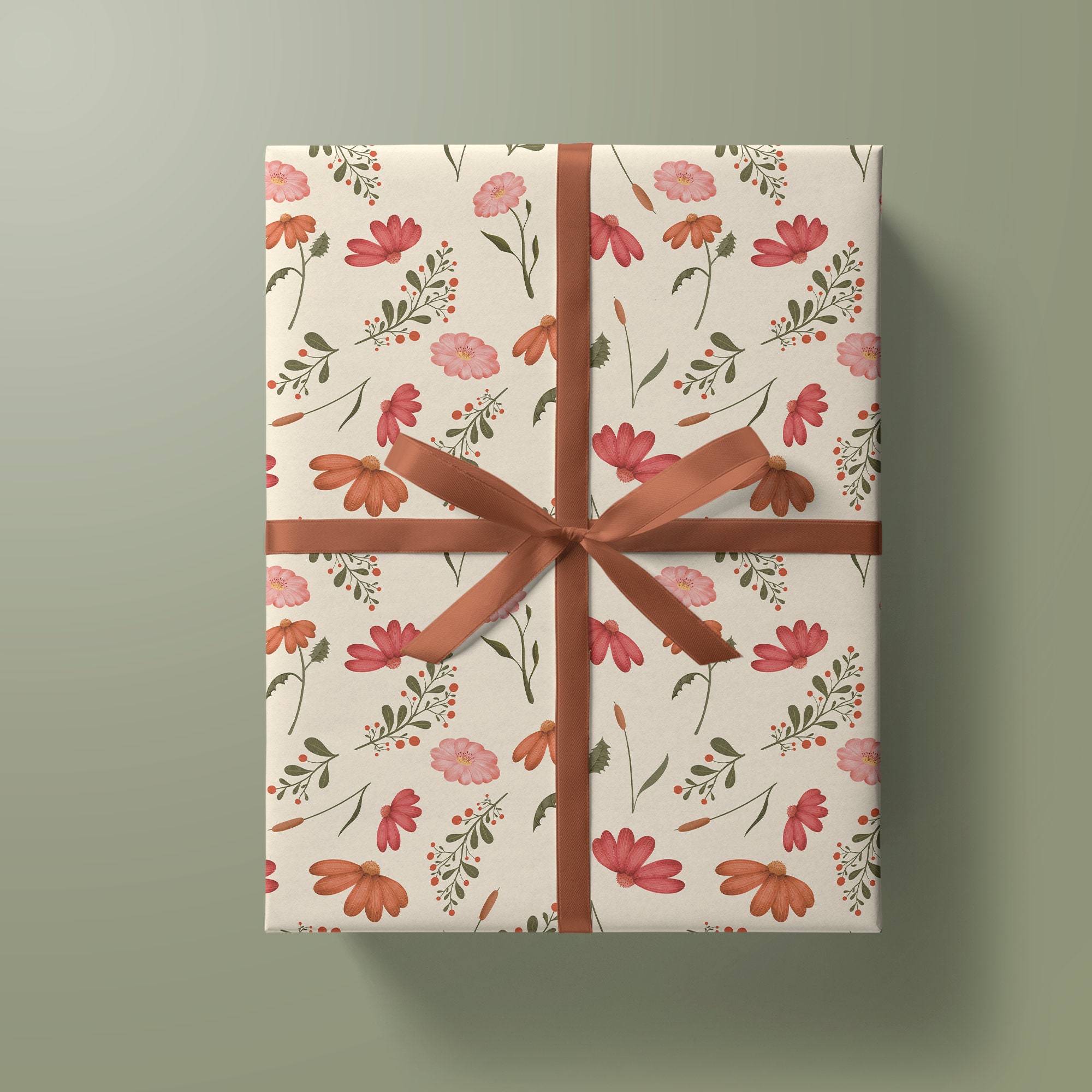 Cute Pink Wrapping Paper Perfect for Garden Parties Floral Springtime ...