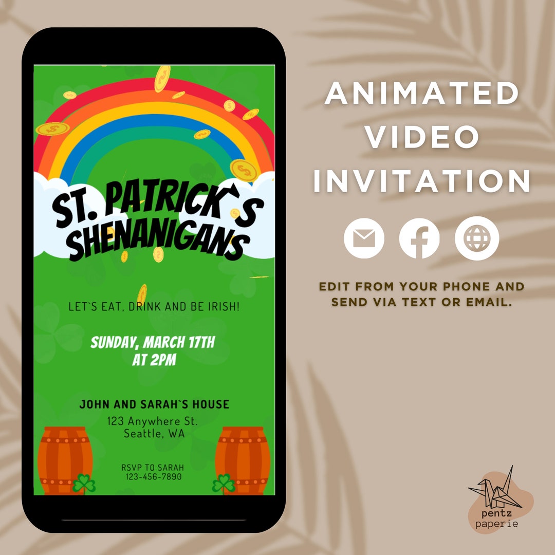st paddys day editable invite