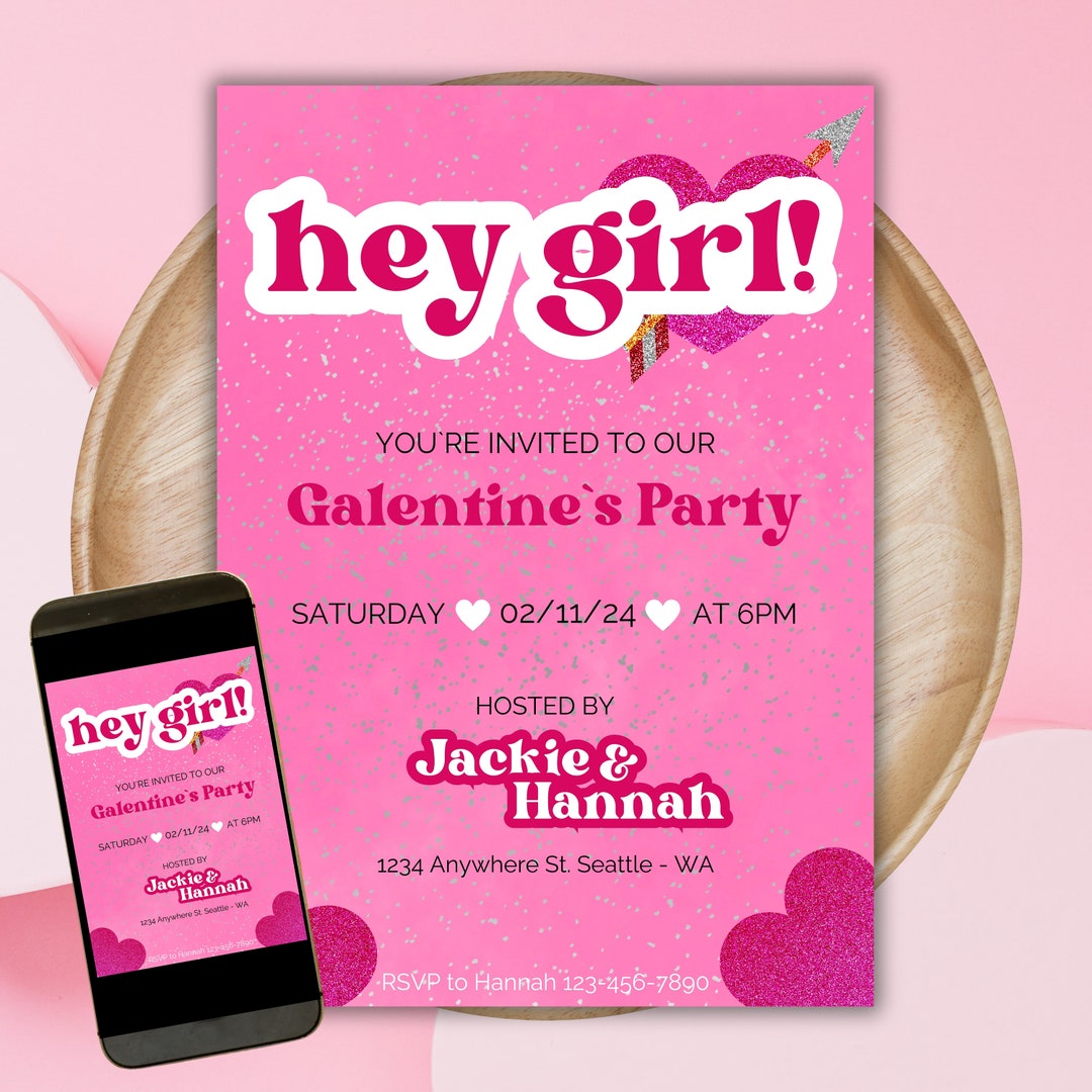 Galentines Day Invitation Template Valentines Day Download Digital Galentines Day Invitation Template Valentines Day Download Digital