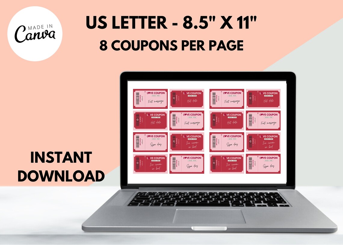 Love Coupon Printable Editable Love Coupon Book Valentines Day Gift ...