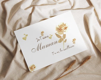 Mom card I love you, love card for mom, gift for mom, postcard to say I love you mom, card for her to offer, gift.