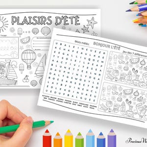 Fun Summer Coloring Placemat, Printable Summer Activity for Kids, Creative Vacation Coloring, Coloring Mat