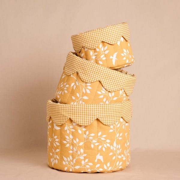 Fabric Bucket PDF Pattern: 5 Sizes, Nursery Organizer (Video Tutorial)