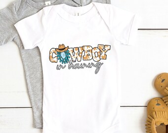 Body clásico para bebé con diseño de vaquero en entrenamiento, regalo para bebé niño, camiseta de vaquero para bebé, camiseta del oeste, camiseta para niño pequeño, camiseta campestre para bebé