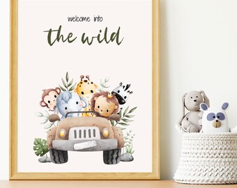 Safari Nursery Wall Prints, Boho Jungle Animals Art, Earth Colors Nursery Decor, Animal Prints for Kids Room Gender Neutral Nursery Wall Art