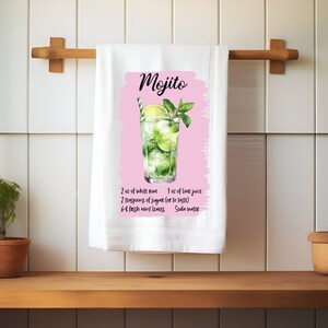 Mojito Classic Cocktail Rezept Geschirrtuch, Einweihungsgeschenk, Cocktailrezept Küchentuch, Geschenk für Mojito Drink Liebhaber, Geschenk für sie,