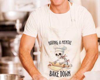 Delantal con diseño de esqueleto de chef, regalo para panadero, delantal divertido de Halloween, regalo para ella y él, delantal de cocina de Halloween
