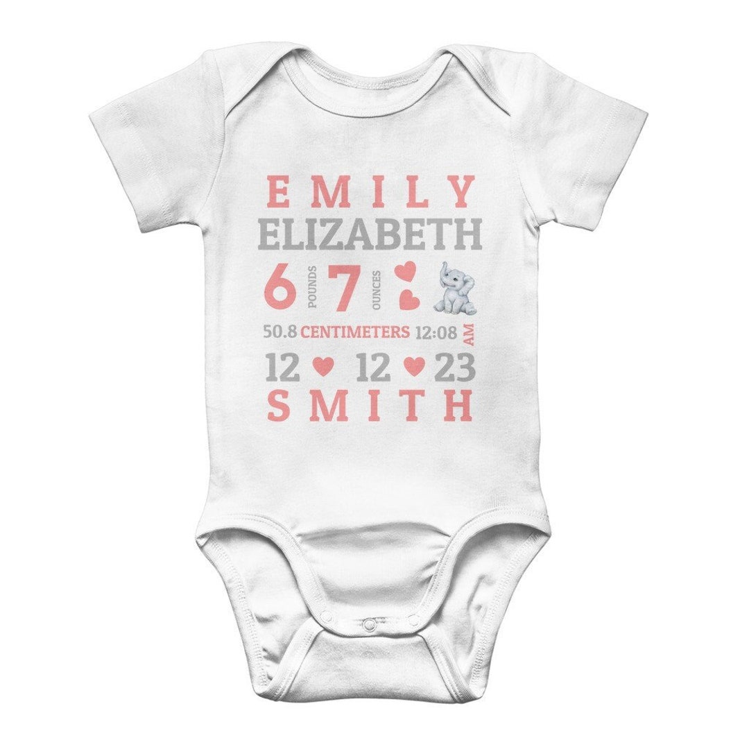 Custom Birth Announcement Baby Onesie New Baby Gift Newborn Birth Stats ...