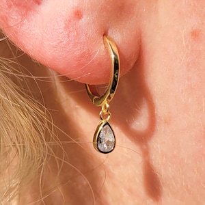 Pear drop huggie Hoops- 18ct gold plated