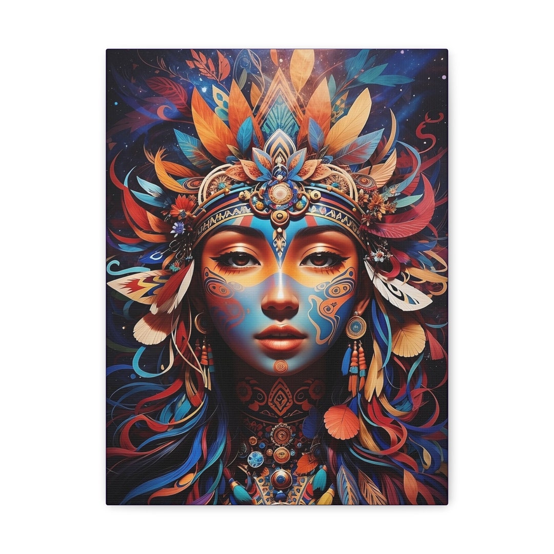 Aztec Wall Art Aztec Women Wall Art Aztec Dress Aztec Etsy