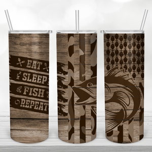 Eat Sleep Fish Repeat Tumbler, Fishing Sublimation Design 20oz Skinny Tumbler Sublimation Design Digital Download PNG Instant DIGITAL ONLY.