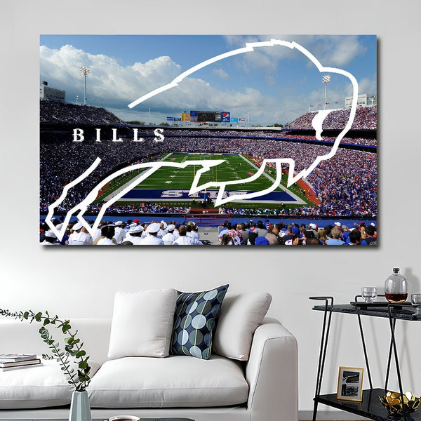 Buffalo Bills Canvas Wall Art, Dallas Cowboys Wall Decor, Buffalo Bills Fan Art,Team Spirit with a Stadium Canvas Print, Bills Stadium Print