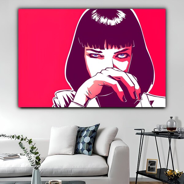 Pulp Fiction Mia Leinwand Wandkunst, Pulp Fiction Leinwanddruck, Pulp Fiction Mia Gedruckt Wanddekor, Mia Wallace Poster, Abstrakte Frau Druck