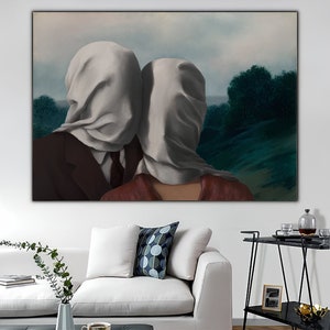 The Lovers Leinwanddruck, Rene Magritte The Lovers Wandkunst, Rene Magritte Poster, The Lovers Wandkunst, Paar Kuss Wandkunst, Valentine Geschenk