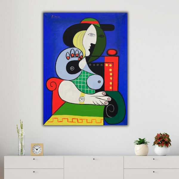 Woman with a watch Wall Art, Femme a la Montre Canvas Print, Picasso Wall Decors, Pablo Picasso Art, Picasso Wall Art, Abstract Canvas Print