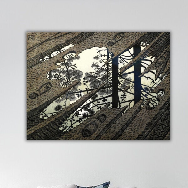 Puddle by M.C. Escher Canvas Print, Maurits Cornelis Escher Print Arts, Puddle Wall Art, Puddle Wall Decor, Abstract Prints by MC Escher