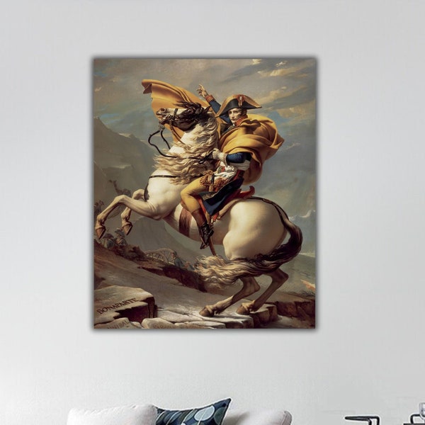 Napoleon Crossing the Alps Wall Art, Napoleon Bonaparte Canvas Print, Napoleon Wall Decor, Napoleon on Canvas, Napoleon Bonaparte Print Art