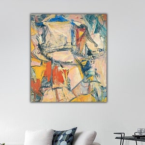 Impresión sobre lienzo intercambiable, arte mural de Willem de Kooning, pintura expresionista de Kooning, póster de Willem de Kooning, pintura expresionista