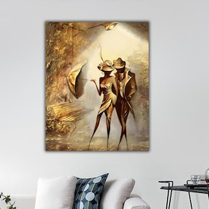 Gold Tango Leinwand Wandkunst, Tango Wandkunst, Tanzendes Paar Gemälde Druck, Tango Paar Poster, Tanzendes Paar Leinwand, Tanz großes Poster