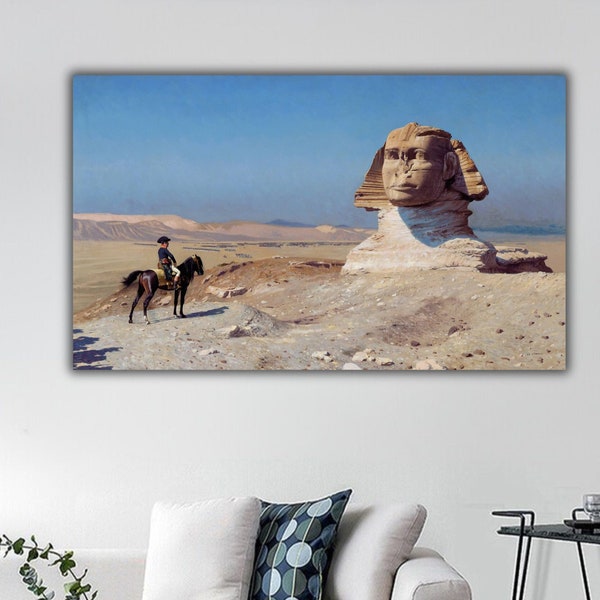 Napoleon in Egypt Wall Art, Jean-Léon Gérôme Canvas Print, Bonaparte Before the Sphinx Wall Decor, Napolyon Bonaparte Paintings, Fine Art