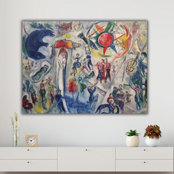La Vie by Marc Chagall Wall Art, Marc CHAGALL Canvas Print, Marc CHAGALL Paintings, La Vie Exhibition Poster, Marc Chagall Abstract Wall Art