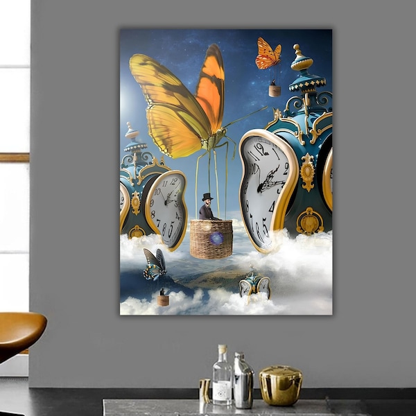 Time Travelling Canvas Wall Art, Salvador Dali Canvas Print, Surreal Canvas Prints, Salvador Dali Posters, Decorative Wall Art, Gift For Her