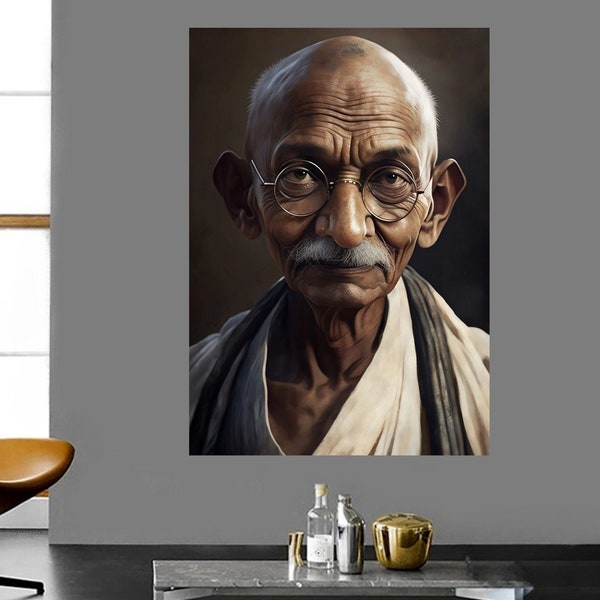 Mahatma Gandhi Leinwand Wandkunst, Mahatma Gandhi Portrait, Mohandas Gandhi Malerei Kunstdruck, Celebrity Canvas Wand-Dekor, dekorative Leinwand