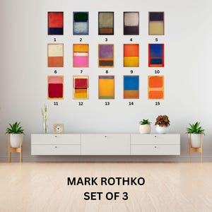 Benutzerdefiniertes Set von 3 Rothko Leinwand Wandkunst, Wählen Sie 3 von Rothko's Kunstwerken, Mark Rothko Gemälden, Mark Rothko Wanddekor, Rothko Druckkunst