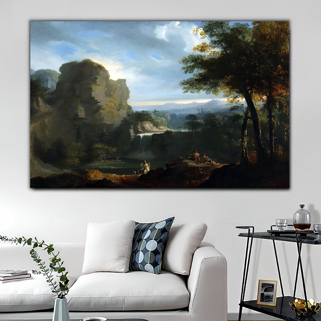 Wandbild Leinwanddruck 60x90cm - Landschaft Mit Mühle Von Barend Cornelis Koekkoek