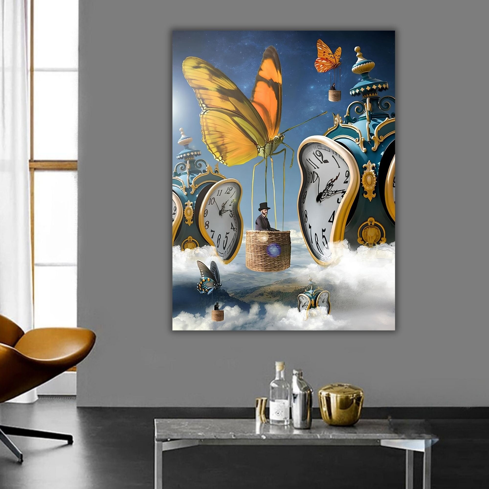 Time Travelling Canvas Wall Art, Salvador Dali Canvas Print, Surreal Canvas Prints, Salvador Dali Posters, Decorative Wall Art, Gift For Her