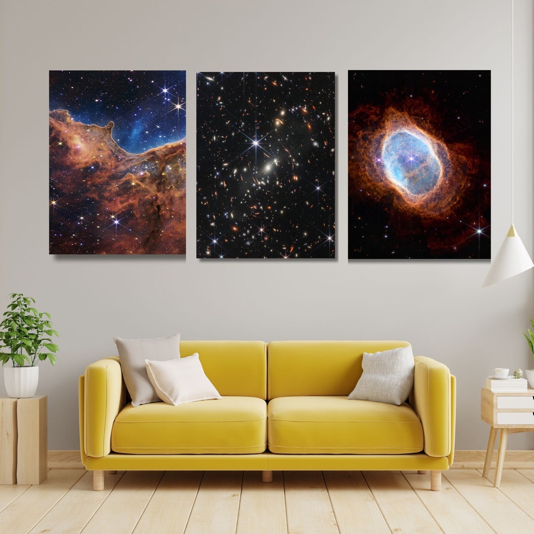 NASA Deep Field Set of 3 Canvas Wall Art, James Webb Space Telescope ...