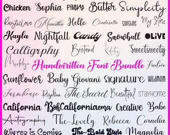 50+ Font Bundle, Cursive Fonts Svg,  Fonts for Cricut, Canva Font, Script Font, Digital Fonts, Commercial Fonts, Farmhouse Fonts