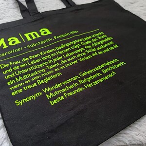 Tasche Definition Mama verschiedene Farben Beste Mama Muttertags Geschenk personalisiert Shopper Einkaufstasche Bild 2