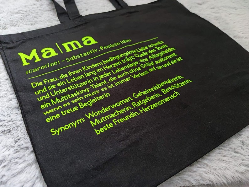 Tasche Definition Mama verschiedene Farben Beste Mama Muttertags Geschenk personalisiert Shopper Einkaufstasche Bild 2