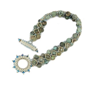 Turquoise Toggle Digital PDF bracelet pattern by Ann Benson with free video tutorial links