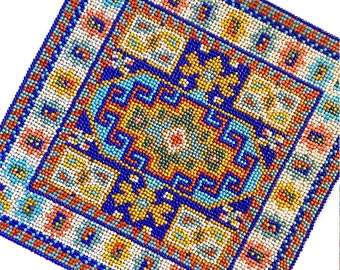Caucasian Oriental Rug Digital PDF charted pattern for bead point/needlepoint/cross stitch