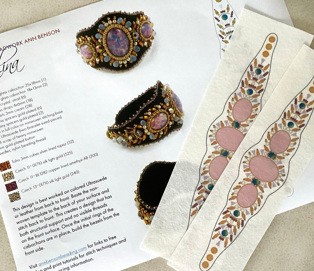 Halina Printed Bead Embroidery Stitching Base With Materials List