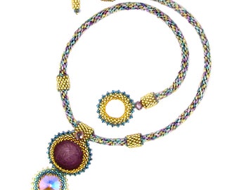 Dreamihimo Necklace Digital PDF pattern by Ann Benson with free video tutorial links, kumihimo, peyote stitch