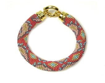 Red Paisley Double/Euro Bead Crochet Digital Download PDF