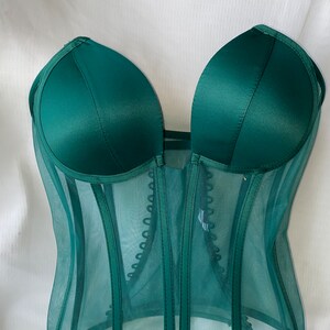 Corset vert transparent, corset de mariée, corset en tull vert avec détails image 3