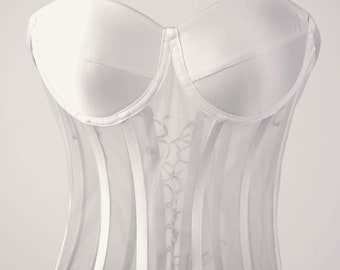 Transparent White Corset,Bridal Corset,Wedding Corset,Satin Corset