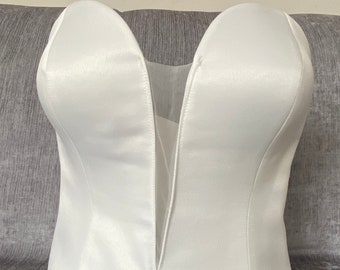 White Satin Wedding dress pattern,wedding dress corset