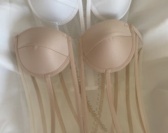Set Of 6 Bridal Corset,Bridal Dress,Transparent Corset,White Corset,Nude Corset