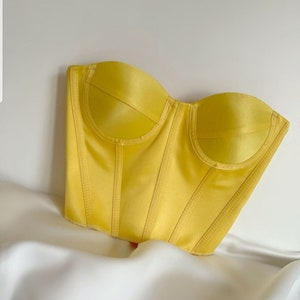 Yellow Short Corset,Yellow Bustier,crop tops