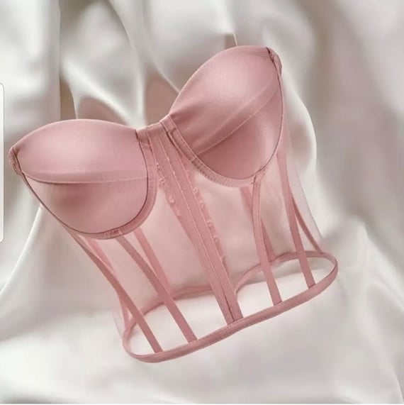 Pink Short Corset,pink Bustier,pink Crop Top,valentine's Day Gift
