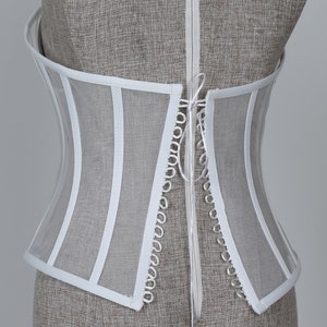 Corset blanc transparent, corset de mariée, corset en tull blanc, corset en satin image 2