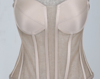 Transparent Corset | Mesh Bustier | Bustier Corset Top | Bridal Lingerie | Cupped Corset | Bridal Shower Gift | Over Bust Corset