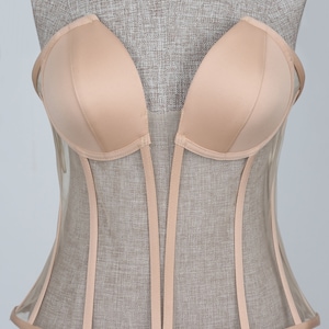 Transparent Beige Corset,Bridal Corset,nude detail tull Corset,Corset pattern