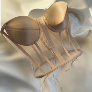 Transparent corset, wedding corset, firming corset, corset top pattern, wedding dress, bridal bustier,SHORT